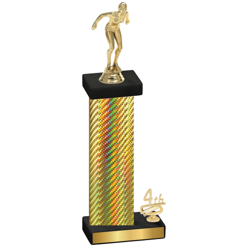Accented Single Gold Carbon Fiber Fourth Place Tennis Trophy