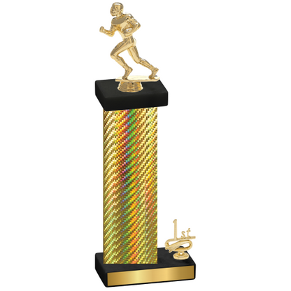 Accented Single Gold Carbon Fiber First Place Football Trophy