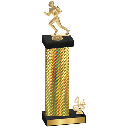 Accented Single Gold Carbon Fiber Fourth Place Football Trophy