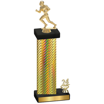 Accented Single Gold Carbon Fiber Year Football Trophy