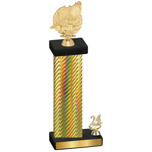 Accented Single Gold Carbon Fiber Year Swimming Trophy