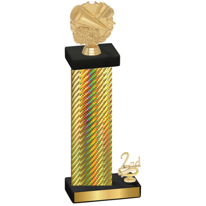 Accented Single Gold Carbon Fiber Second Place Cheerleading Trophy