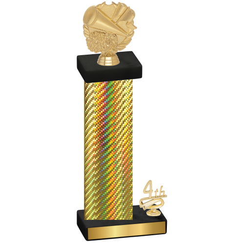 Accented Single Gold Carbon Fiber Fourth Place Cheerleading Trophy