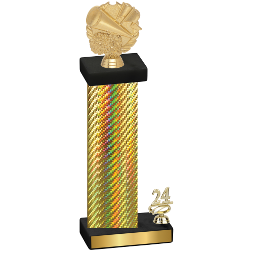 Accented Single Gold Carbon Fiber Year Cheerleading Trophy