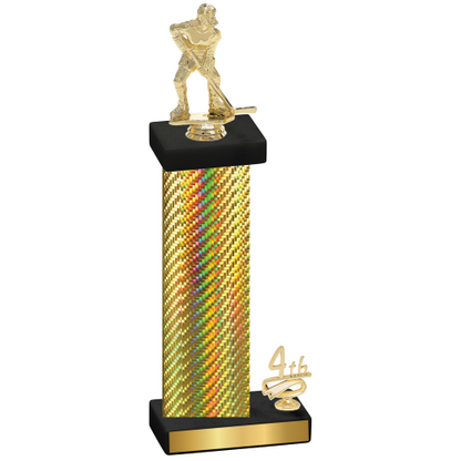 Accented Single Gold Carbon Fiber Fourth Place Hockey Trophy