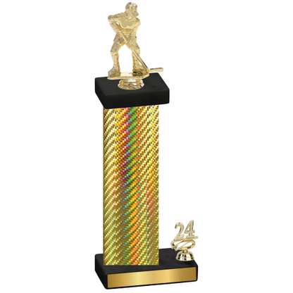 Accented Single Gold Carbon Fiber Year Hockey Trophy