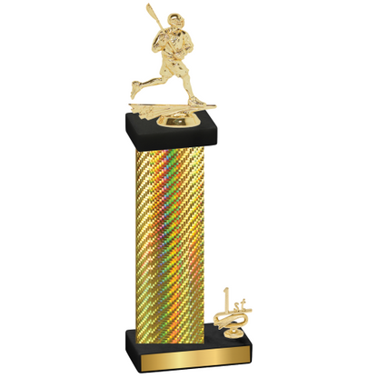 Accented Single Gold Carbon Fiber First Place Lacrosse Trophy