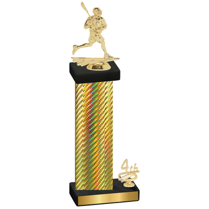 Accented Single Gold Carbon Fiber Fourth Place Lacrosse Trophy