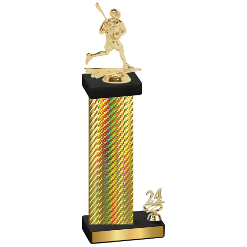 Accented Single Gold Carbon Fiber Year Lacrosse Trophy