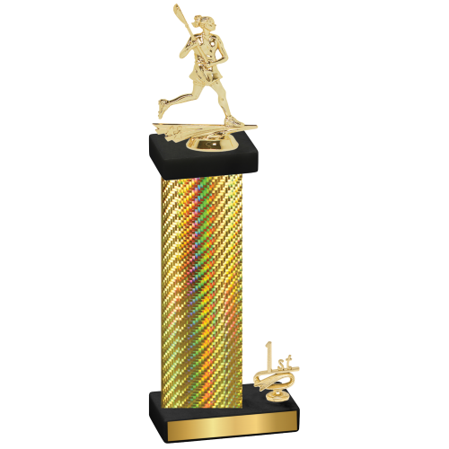 Accented Single Gold Carbon Fiber First Place Lacrosse Trophy