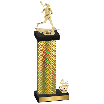 Accented Single Gold Carbon Fiber Fourth Place Lacrosse Trophy
