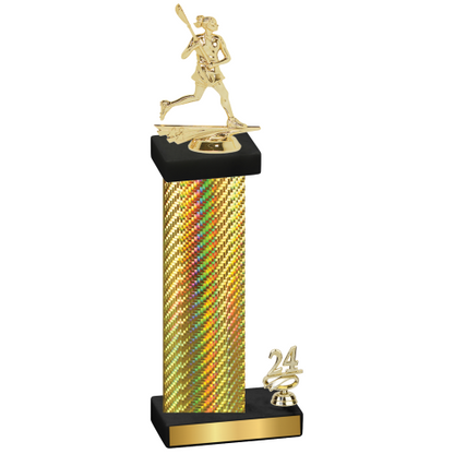 Accented Single Gold Carbon Fiber Year Lacrosse Trophy