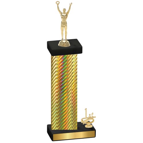 Accented Single Gold Carbon Fiber First Place Victory Trophy