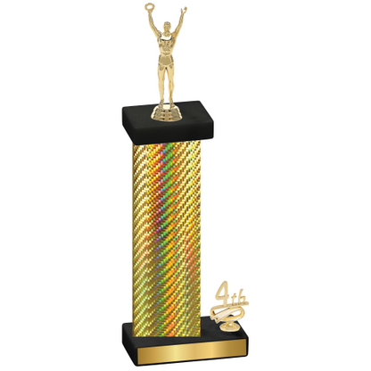 Accented Single Gold Carbon Fiber Fourth Place Victory Trophy