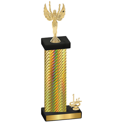 Accented Single Gold Carbon Fiber First Place Victory Trophy