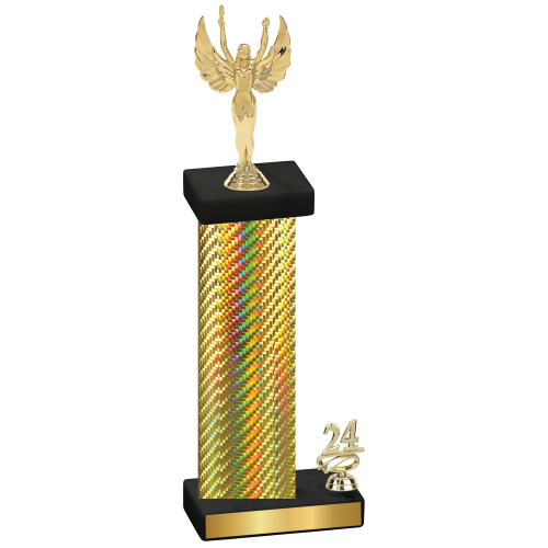 Accented Single Gold Carbon Fiber Year Victory Trophy