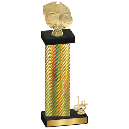 Accented Single Gold Carbon Fiber First Place Basketball Trophy