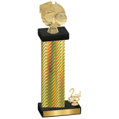 Accented Single Gold Carbon Fiber Second Place Basketball Trophy