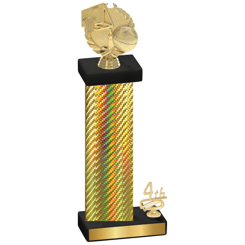 Accented Single Gold Carbon Fiber Fourth Place Basketball Trophy