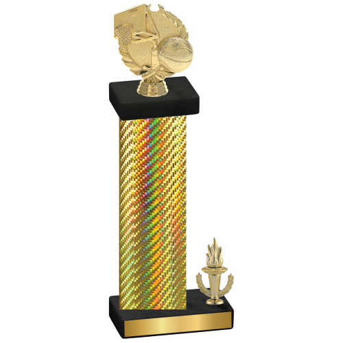 Accented Single Gold Carbon Fiber Victory Basketball Trophy