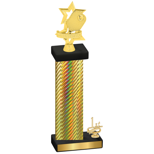 Accented Single Gold Carbon Fiber First Place Pickleball Trophy