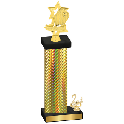 Accented Single Gold Carbon Fiber Second Place Pickleball Trophy