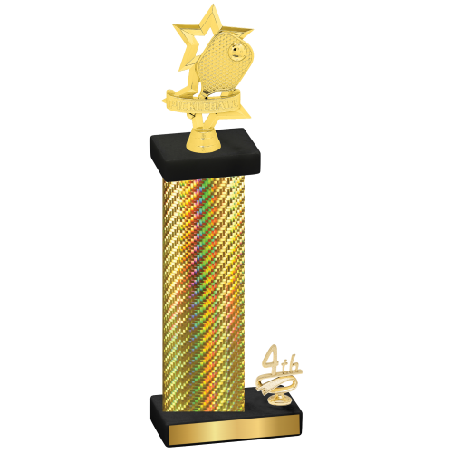 Accented Single Gold Carbon Fiber Fourth Place Pickleball Trophy