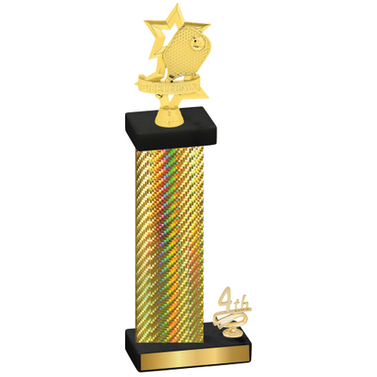 Accented Single Gold Carbon Fiber Fourth Place Pickleball Trophy