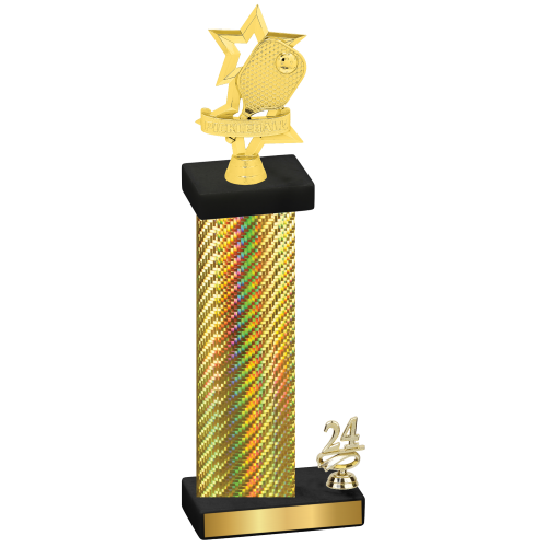 Accented Single Gold Carbon Fiber Year Pickleball Trophy