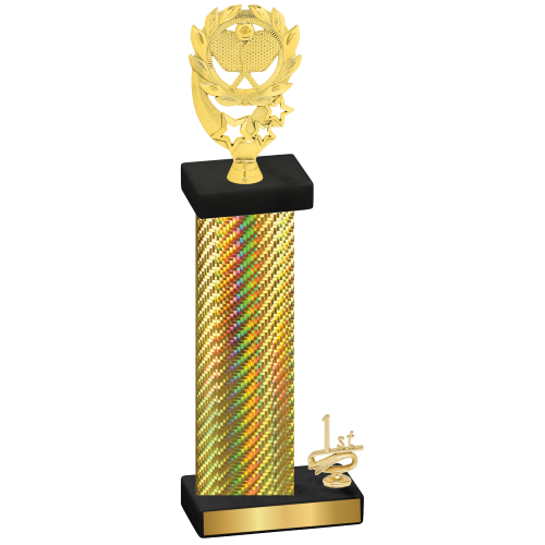 Accented Single Gold Carbon Fiber First Place Pickleball Trophy