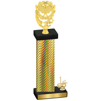 Accented Single Gold Carbon Fiber First Place Pickleball Trophy