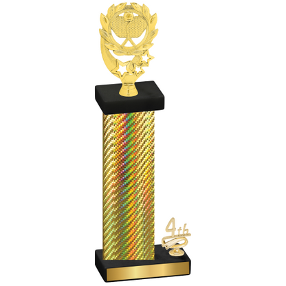 Accented Single Gold Carbon Fiber Fourth Place Pickleball Trophy