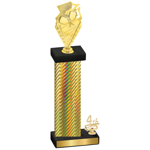 Accented Single Gold Carbon Fiber Fourth Place Pickleball Trophy