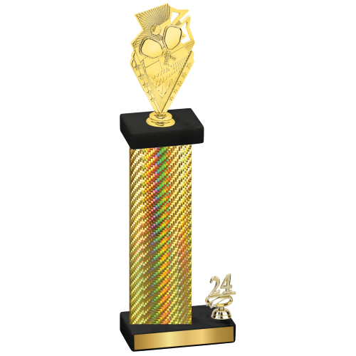 Accented Single Gold Carbon Fiber Year Pickleball Trophy