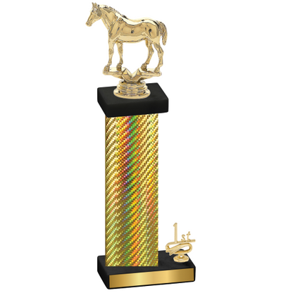 Accented Single Gold Carbon Fiber First Place Horses Trophy