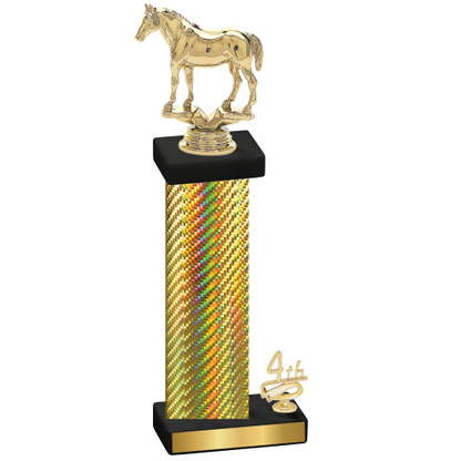 Accented Single Gold Carbon Fiber Fourth Place Horses Trophy