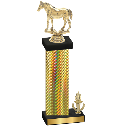 Accented Single Gold Carbon Fiber Victory Horses Trophy