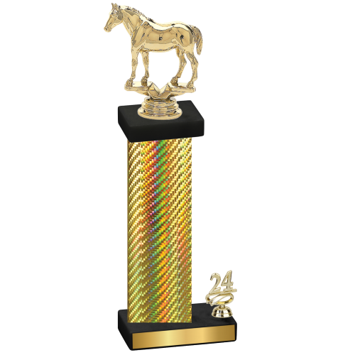 Accented Single Gold Carbon Fiber Year Horses Trophy