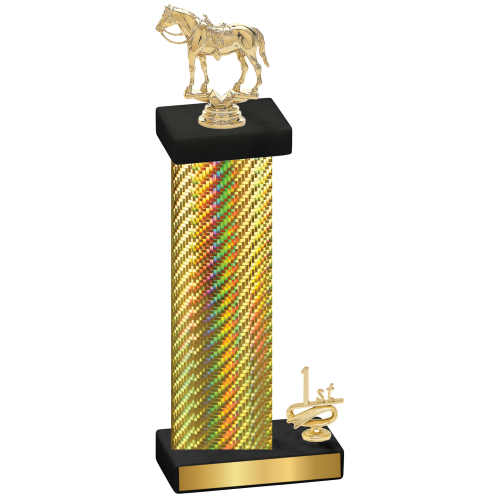 Accented Single Gold Carbon Fiber First Place Horses Trophy