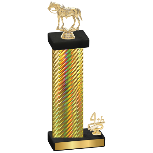 Accented Single Gold Carbon Fiber Fourth Place Horses Trophy