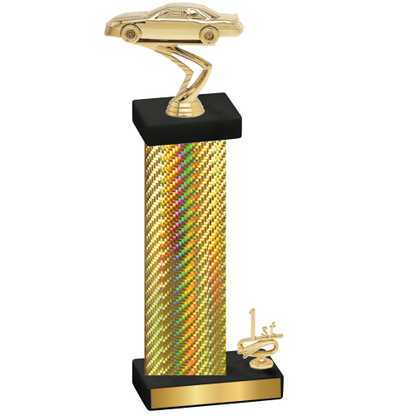 Accented Single Gold Carbon Fiber First Place Cars Trophy