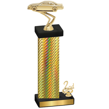 Accented Single Gold Carbon Fiber Second Place Cars Trophy
