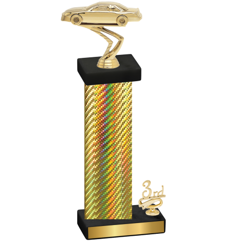 Accented Single Gold Carbon Fiber Third Place Cars Trophy