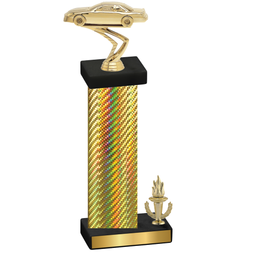 Accented Single Gold Carbon Fiber Victory Cars Trophy