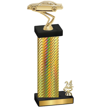 Accented Single Gold Carbon Fiber Year Cars Trophy