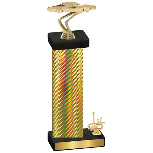 Accented Single Gold Carbon Fiber First Place Cars Trophy