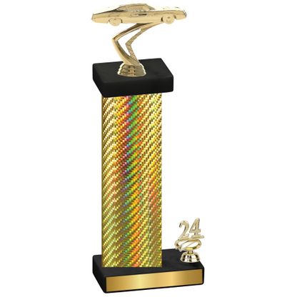 Accented Single Gold Carbon Fiber Year Cars Trophy