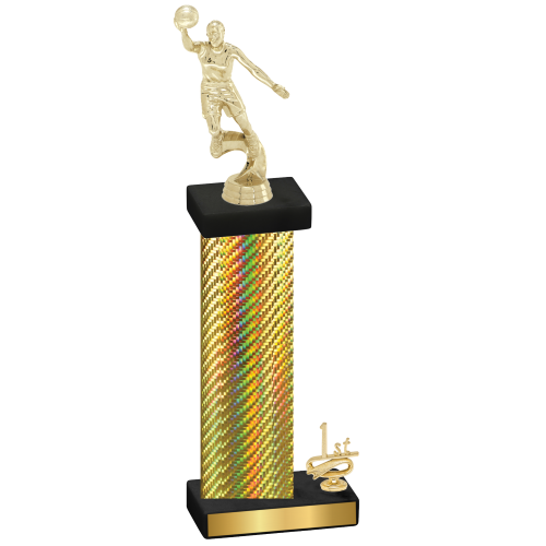 Accented Single Gold Carbon Fiber First Place Basketball Trophy