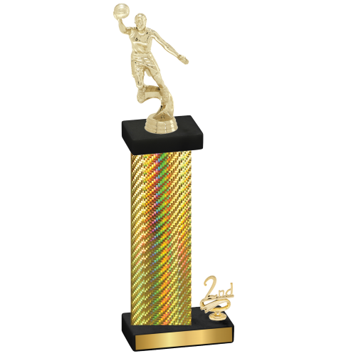 Accented Single Gold Carbon Fiber Second Place Basketball Trophy