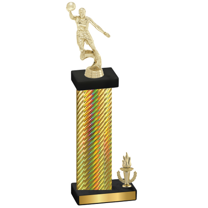 Accented Single Gold Carbon Fiber Victory Basketball Trophy